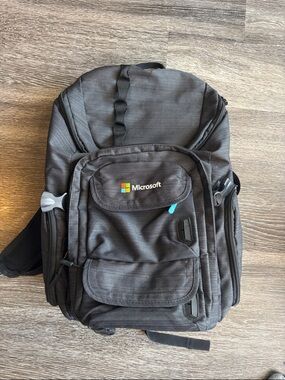 Microsoft Charcoal Gray Logo Travel Backpack